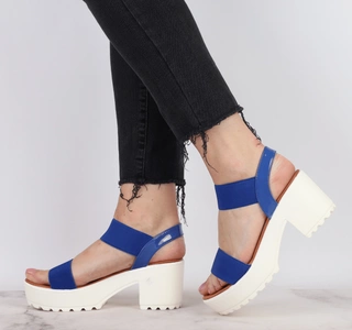 Szafirowe sandały damskie rokowe na platformie Jezzi