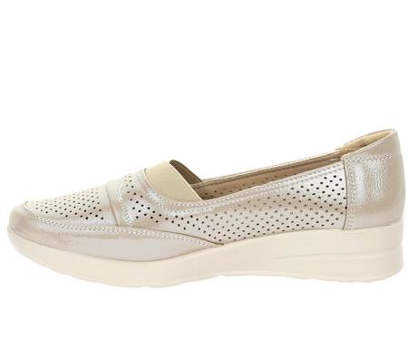 Beżowe komfortowe czółenka eleganckie płaskie UNISOFT