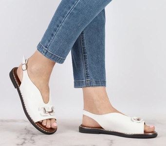 Eleganckie białe płaskie sandały damskie Jezzi