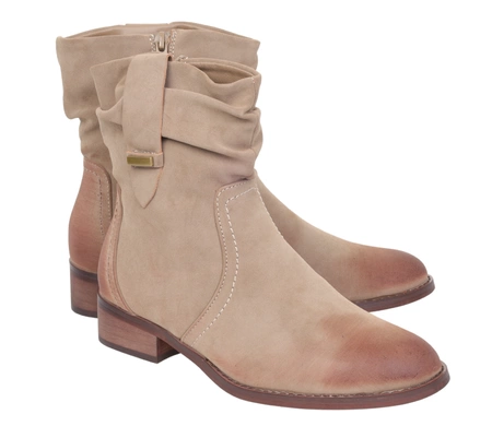 Beżowe botki damskie klasyczne saszki płaskie ocieplane Jezzi