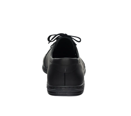 Czarne skórzane półbuty męskie garniturowe elegancko-sportowe POLBUT