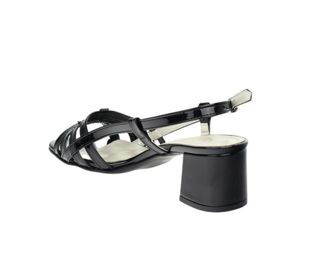 Czarne seksowne sandały damskie na cienkich paseczkach na obcasie AZALI