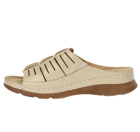 Beżowe zdrowotne klapki damskie szyte Jezzi