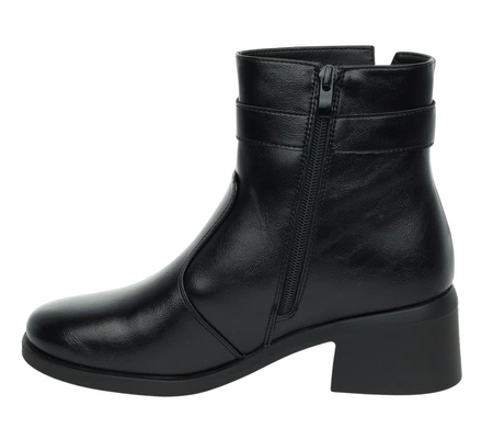 Czarne eleganckie buty zimowe na niskim obcasie ciepłe buty zimowe