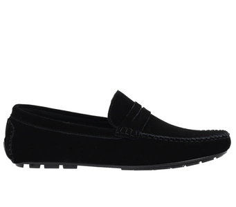 Czarne zamszowe mokasyny męskie ze skóry naturalnej American Club