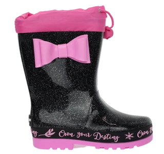 Różowe kalosze dziewczęce ze ściągaczem American Club