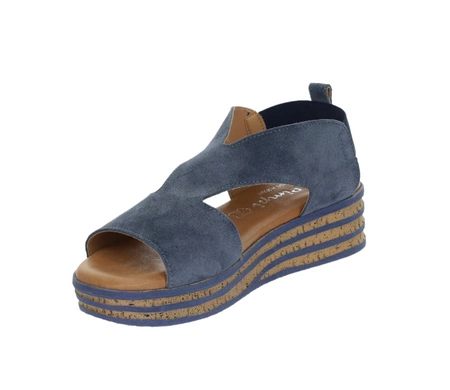 Granatowe skórzane sandały damskie na platformie Hiszpańskie El Pimpi