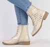 Wiosenne złote botki damskie płaskie ażurowe Jezzi