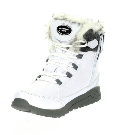 Białe śniegowce damskie buty zimowe w małych rozmiarach American Club