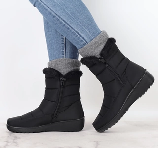 Ciepłe trzewiki zimowe damskie na zamek wodoodporne śniegowce UNISOFT