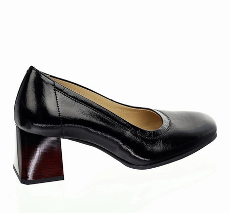 Czarne skórzane buty na obcasie komfortowe i eleganckie Gino Fabiani