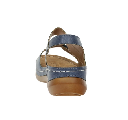 Sandały granatowe płaskie damskie na rzepy Jezzi