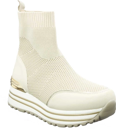 Białe sneakersy damskie na platformie wsuwane skarpeta Haidra