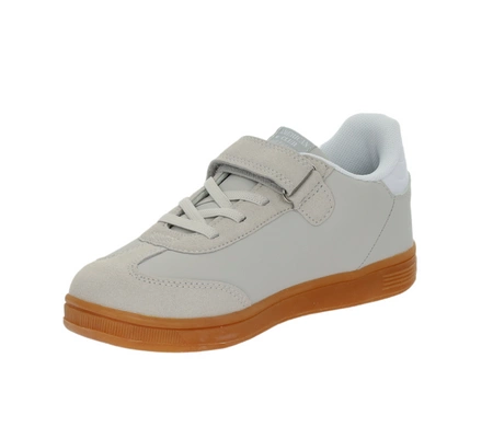 Beżowe adidasy dziecięce na rzep i grubej kauczukowej podeszwie American Club