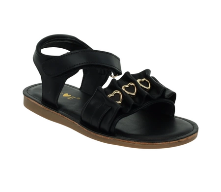 Czarne sandały dla dziewczynki eleganckie do sukienek Miss E