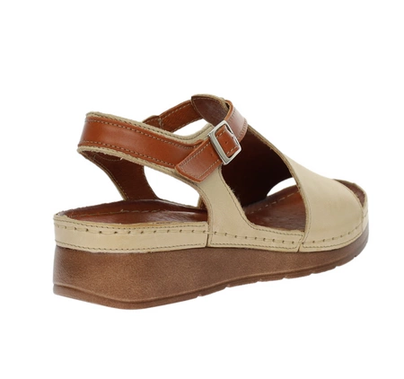 Komfortowe sandały skórzane na niskiej koturnie szyte w Polsce Gino Fabiani