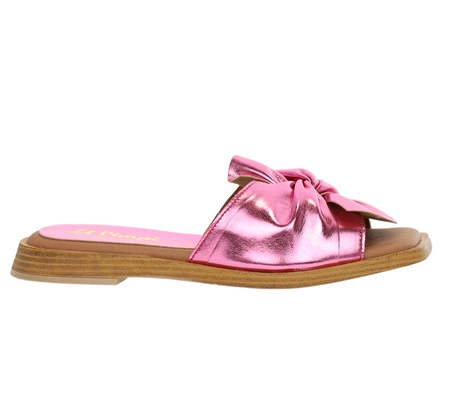 Różowe klapki damskie płaskie Hiszpańskie z kokardą El Pimpi - Made in Spain