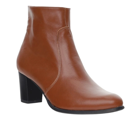 Brązowe czekoladowe botki na obcasie zimowe ze skóry naturalnej licowej Polskie Gino Fabiani