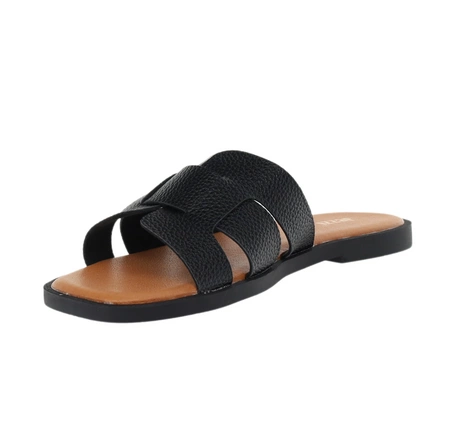 Modne czarne płaskie klapki damskie plecione Jezzi