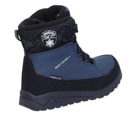 Granatowe śniegowce dziecięce porządne wodoodporne American Club